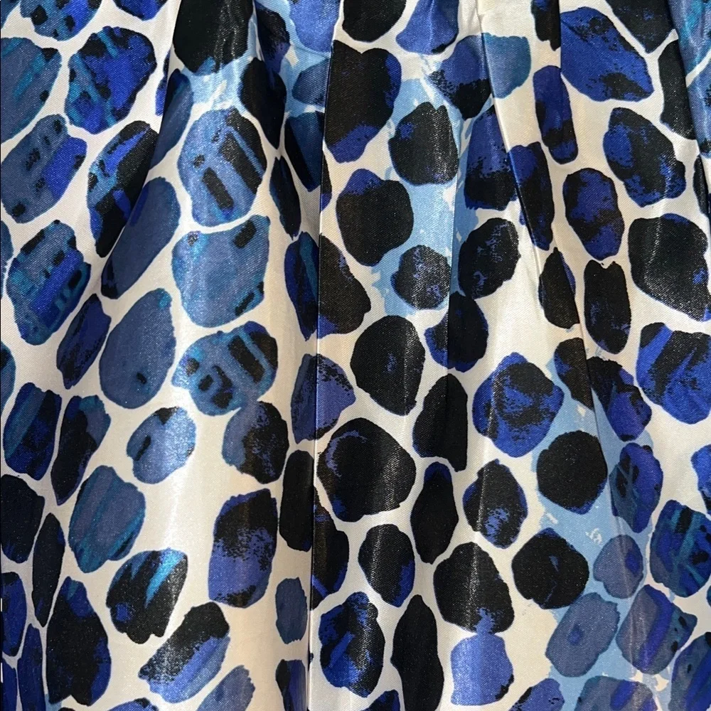 Ashley Stewart Vibrant Blue and Black Patterned Skater Skirt